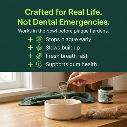Cleaner teeth. Fresher breath. One scoop on their food.